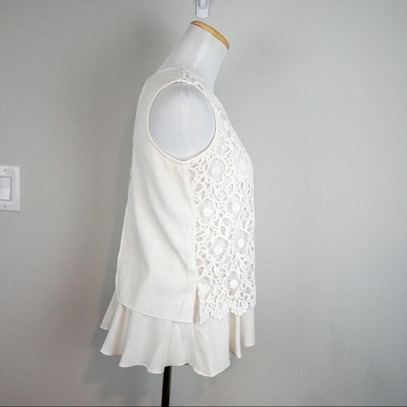 Goodnight Macaroon Womens Size Small White Sleeveless Guipure Lace Top Blouse - Picture 4 of 9